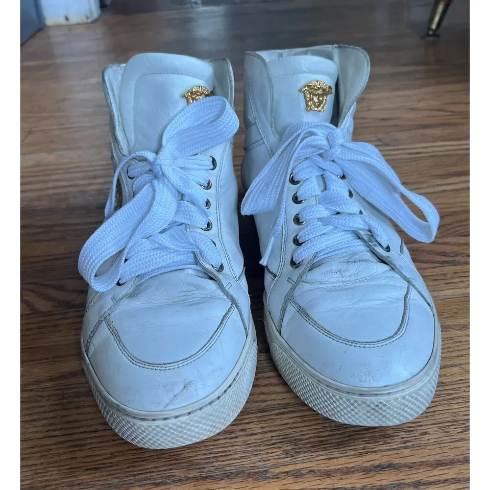 VERSACE White Lion Head Sneakers Trainers Shoes  Mens Size 11
